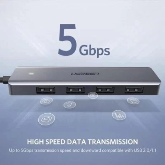 USB HUB UGREEN, USB A 3.0, 4-portni, USB C, sivi USB HUB UGREEN, USB A 3.0, 4-portni, USB C, sivi