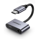 Adapter UGREEN, Type C (M) na 3.5mm Audio+ Type C (Ž), sivi