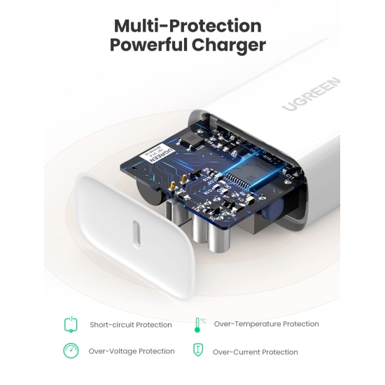 Kućni punjač UGREEN, 30W, USB-C PD, bijeli