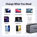 Kućni punjač UGREEN, 65W, 2x USB C, USB A, crni