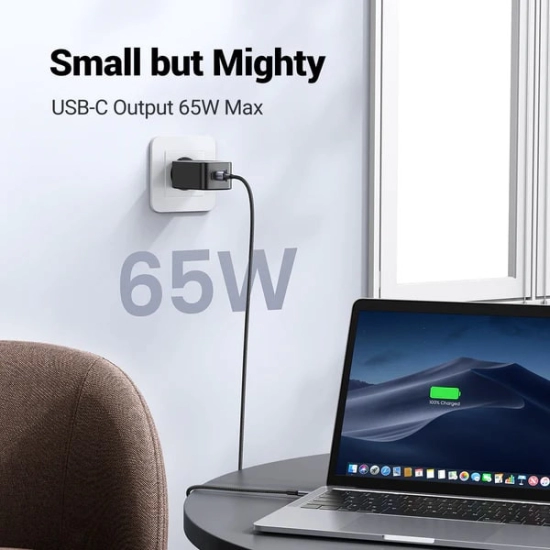 Kućni punjač UGREEN, 65W, USB-A+2xUSB-C, crni