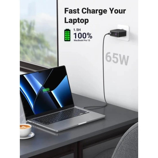 Kućni punjač UGREEN, 65W, USB-A+3xUSB-C, crni