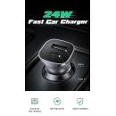 Auto punjač UGREEN, 30W, USB-C PD+USB-A, sivi