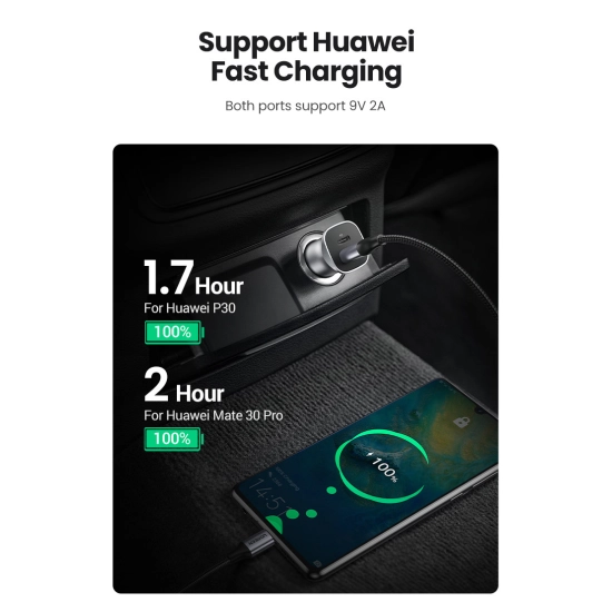 Auto punjač UGREEN, 30W, USB C, USB A, Power Delivery, sivi Auto punjač UGREEN, 30W, USB C, USB A, Power Delivery, sivi