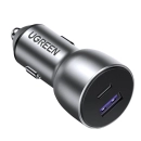 Auto punjač UGREEN, 52.5W, USB-C PD+USB-A QC, sivi