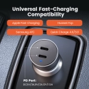 Auto punjač UGREEN, 50W, 2x USB C, Power Delivery, sivi