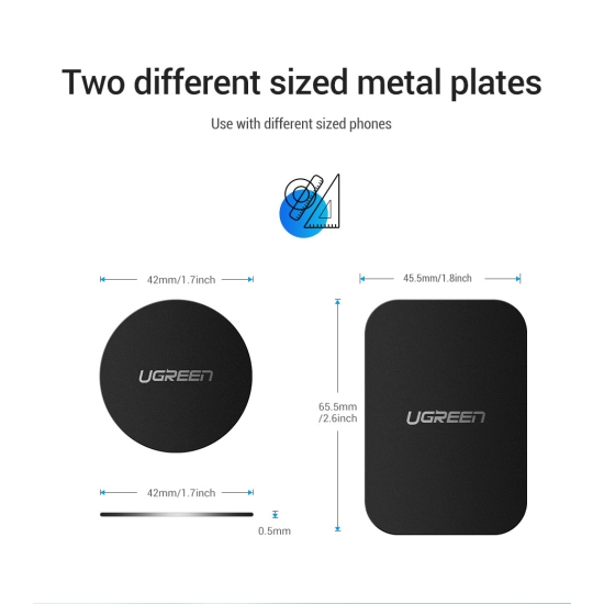 Magnetna pločica UGREEN, 2 komada, okrugla x1 i pravokutna x1