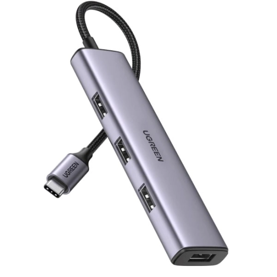 USB HUB UGREEN, USB-C 3.0, 4 portni, sivi
