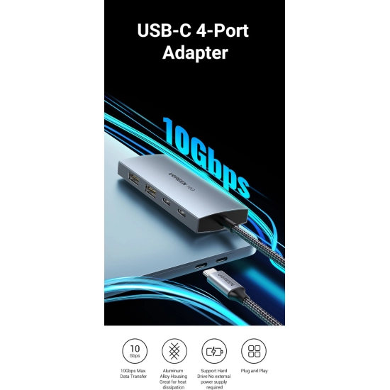 USB HUB UGREEN, USB C na 2x USB A, 2x USB C USB HUB UGREEN, USB C na 2x USB A, 2x USB C