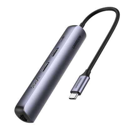 USB HUB UGREEN, USB-C na 2xUSB 3.0 A, HDMI, RJ45, PD   - Hlađenja, stalci, docking i USB hubovi
