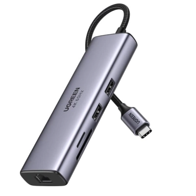 USB HUB UGREEN, USB C na 2x USB A 3.0, HDMI, RJ45, SD&TF, PD 4K 60Hz   - Hlađenja, stalci, docking i USB hubovi