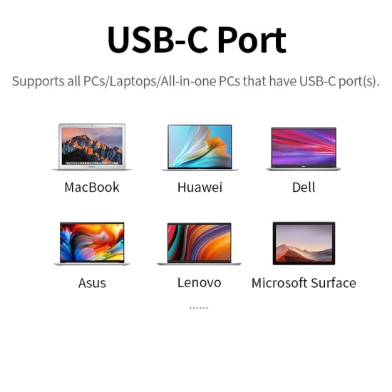 USB HUB UGREEN, USB-C na 3xUSB3.0, HDMI, VGA, RJ45 Gigabit, SD&TF, PD port, sivi