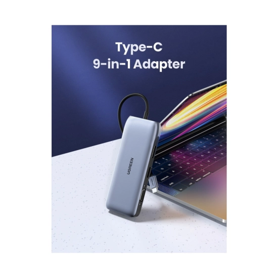 USB HUB UGREEN, USB C na 2x USB A 3.0, HDMI, VGA, DP, RJ45 Gigabit, SD/TF, Power Delivery, sivi USB HUB UGREEN, USB C na 2x USB A 3.0, HDMI, VGA, DP, RJ45 Gigabit, SD/TF, Power Delivery, sivi