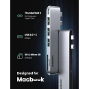 USB HUB UGREEN, Dual USB C na 3x USB A 3.0, TF/SD, USB C (Ž), za MacBook Pro/Air, sivi