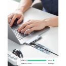 USB HUB UGREEN, Dual USB C na 3x USB A 3.0, TF/SD, USB C (Ž), za MacBook Pro/Air, sivi
