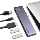 USB HUB UGREEN, Dual USB-C na 2xUSB 3.0 A, USB-C (Ž), HDMI, Gigabit, sivi