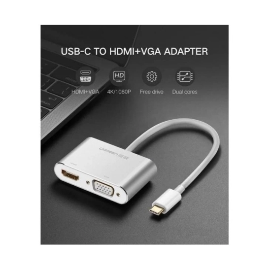 Adapter UGREEN, Type C na HDMI, VGA, bijeli Adapter UGREEN, Type C na HDMI, VGA, bijeli