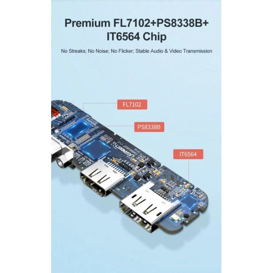 USB HUB UGREEN, USB-C na VGA, HDMI, DP, crni