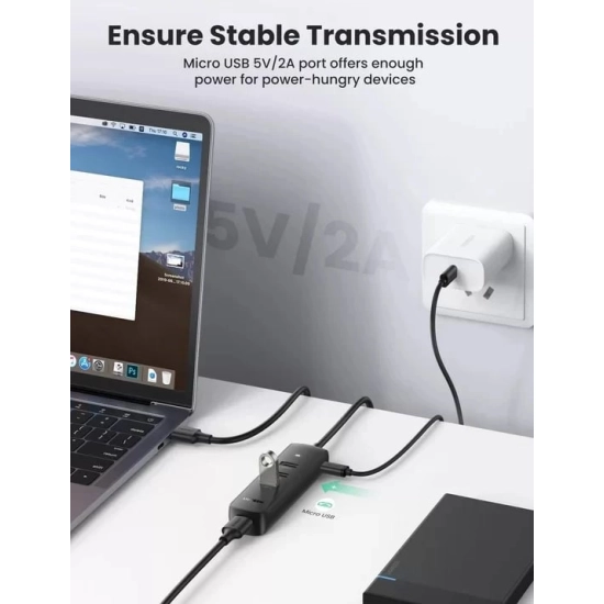 USB HUB UGREEN, USB A 3.0, 4-portni, crni, 0.25m USB HUB UGREEN, USB A 3.0, 4-portni, crni, 0.25m