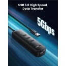 USB HUB UGREEN, USB A 3.0, 4-portni, crni, 0.25m