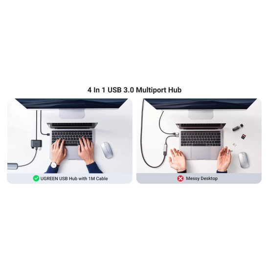 USB HUB UGREEN, USB A 3.0, 4-portni, crni, 50cm USB HUB UGREEN, USB A 3.0, 4-portni, crni, 50cm