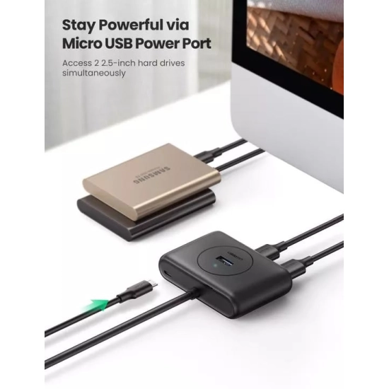 USB HUB UGREEN, USB A 3.0, 4-portni, crni, 1m USB HUB UGREEN, USB A 3.0, 4-portni, crni, 1m