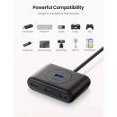 USB HUB UGREEN, USB A 3.0, 4-portni, crni, 1m