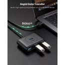 USB HUB UGREEN, USB A 3.0, 4-portni, crni, 1m
