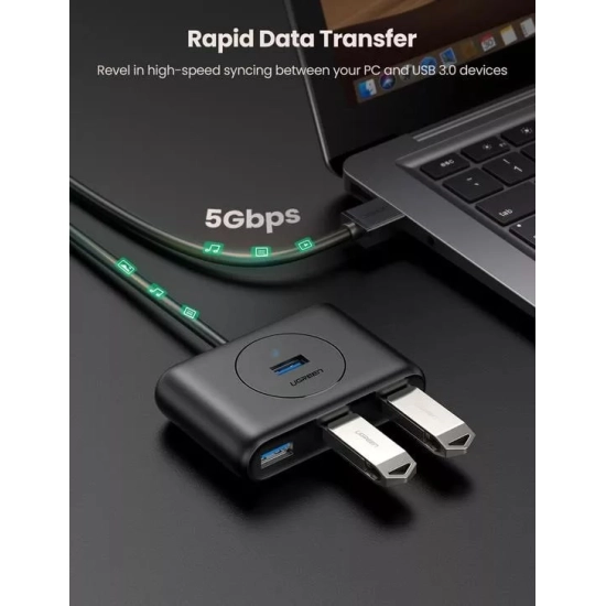 USB HUB UGREEN, USB A 3.0, 4-portni, crni, 1m USB HUB UGREEN, USB A 3.0, 4-portni, crni, 1m