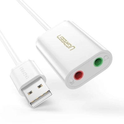 Adapter UGREEN, USB-A na 3.5mm, bijeli, 15cm   - Adapteri
