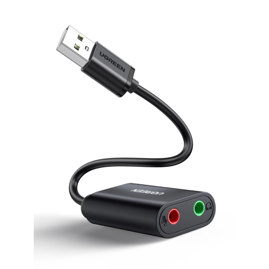 Adapter UGREEN, USB A (M) na 2x 3.5mm (Ž), crni, 20cm Adapter UGREEN, USB A (M) na 2x 3.5mm (Ž), crni, 20cm