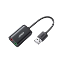Adapter UGREEN, USB A (M) na 2x 3.5mm (Ž), crni, 20cm