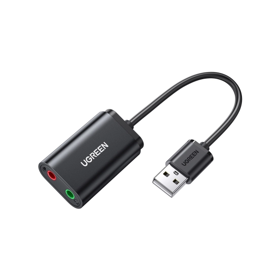 Adapter UGREEN, USB A (M) na 2x 3.5mm (Ž), crni, 20cm Adapter UGREEN, USB A (M) na 2x 3.5mm (Ž), crni, 20cm