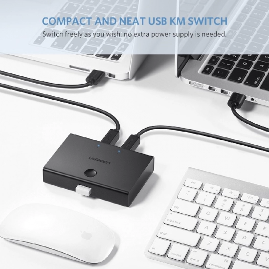 Data Switch UGREEN, USB 2.0 2x1, crni