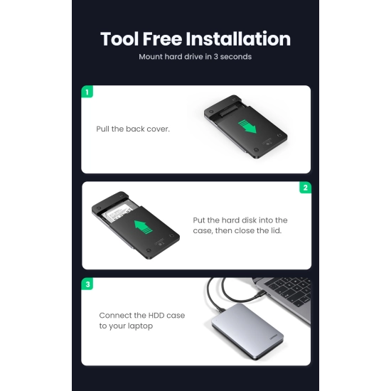 Eksterno kućište UGREEN, 2.5incha, SATA, USB C 3.1 Eksterno kućište UGREEN, 2.5incha, SATA, USB C 3.1