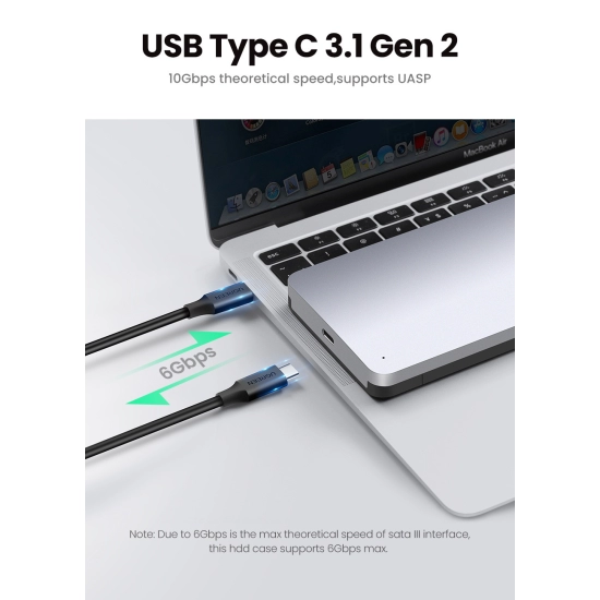 Eksterno kućište UGREEN, 2.5incha, SATA, USB-C 3.1