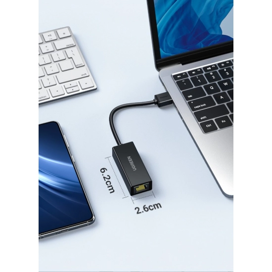 Adapter UGREEN, USB 3.0 A na GB Ethernet, crni, ABS 