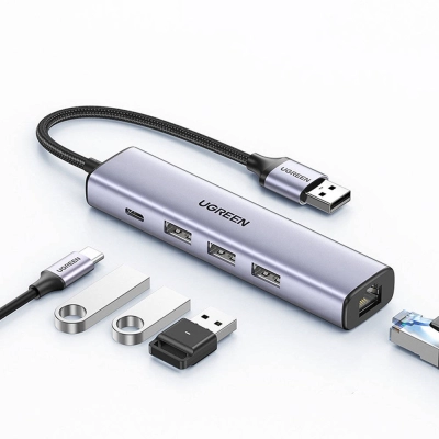 USB HUB UGREEN, USB 3.0 na Gigabit + 3xUSB 3.0 sa USB-C Power Port USB 3.0, 1000Mbps   - UGreen