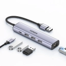USB HUB UGREEN, USB A 3.0 na USB C, 3x USB A 3.0, RJ45, sivi