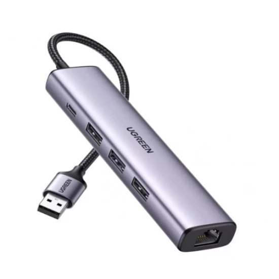 USB HUB UGREEN, USB A 3.0 na USB C, 3x USB A 3.0, RJ45, sivi USB HUB UGREEN, USB A 3.0 na USB C, 3x USB A 3.0, RJ45, sivi