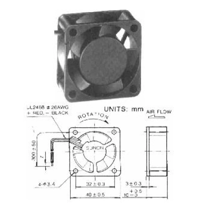 Ventilator   5V    40x10 mm,   Sunon EE40100S21000U999   - Ugradbeni ventilatori i pribor