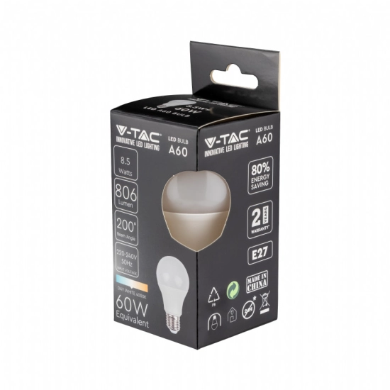 Žarulja LED E27  8,5W, 4000K, neutralno svjetlo, VT-2099, SKU-217261