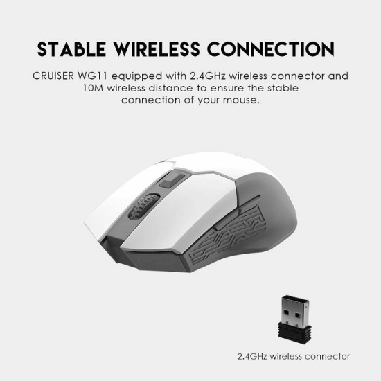 Miš FANTECH Cruiser WG11-W Gaming, bežičn, 2400 DPI, bijeli Miš FANTECH Cruiser WG11-W Gaming, bežičn, 2400 DPI, bijeli