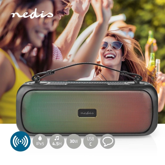 Zvučnik NEDIS Party Boombox SPBB316BK, bluetooth, vodootporni, 30W, crni