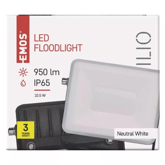 LED Reflektor 10,5W, neutralno svijetlo, IP65, crni,     EMOS