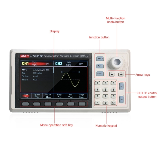 Generator funkcija 1µ-30MHz,brojač, UTG932E, Uni-trend