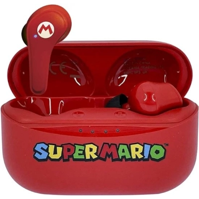 Dječje slušalice OTL, Super Mario Icon TWS, bežične, bluetooth, mikrofon, crvene   - Slušalice za smartphone