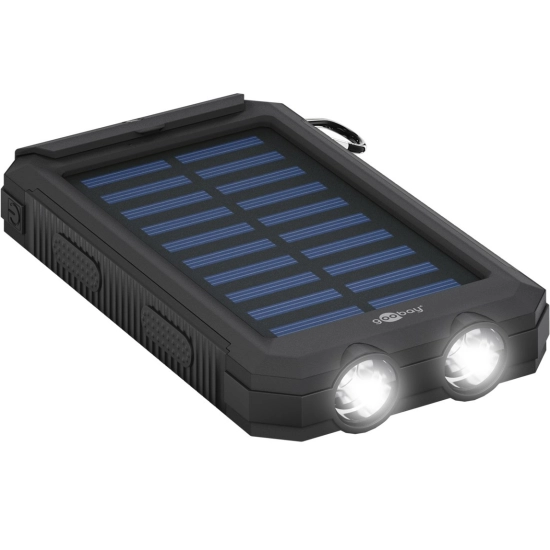 Prijenosno napajanje powerbank GOOBAY 8000mAh, 2x USB A 2.0, USB micro B 2.0, Power Delivery,s LED svijetlom i kompasom, solarno punjenje, crni