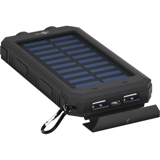 Prijenosno napajanje powerbank GOOBAY 8000mAh, 2x USB A 2.0, USB micro B 2.0, Power Delivery,s LED svijetlom i kompasom, solarno punjenje, crni
