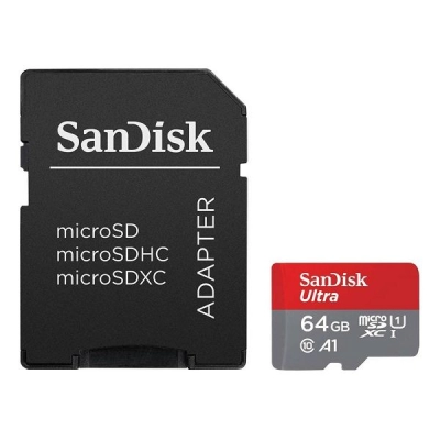 Memorijska kartica SANDISK SDSQUAB-064G-GN6MA, Ultra microSDHC, 64GB, A1 Class 10 UHS-I, 140MB/s + SD Adapter    - Memorijske kartice